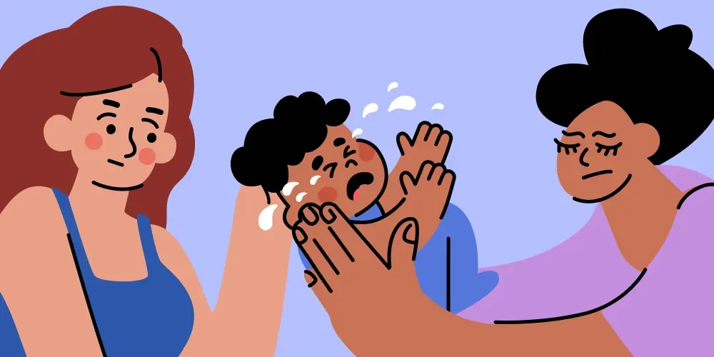 Baby starts to cry when you leave. What can you do?