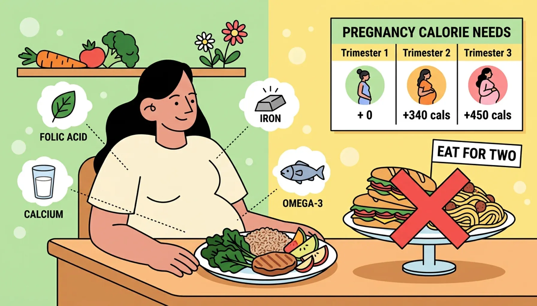 Do pregnant women need to eat for two?