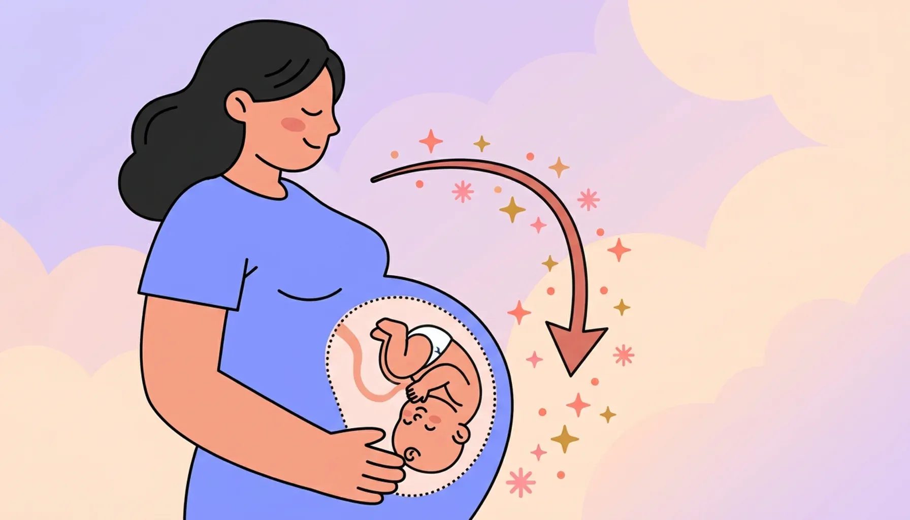 El bebé se coloca con la cabeza hacia abajo