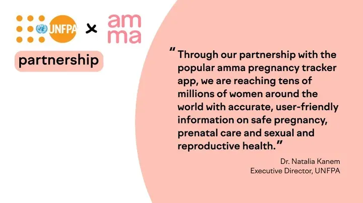 Gráfico de UNFPA × amma con una cita de la Dra. Natalia Kanem, directora ejecutiva del UNFPA