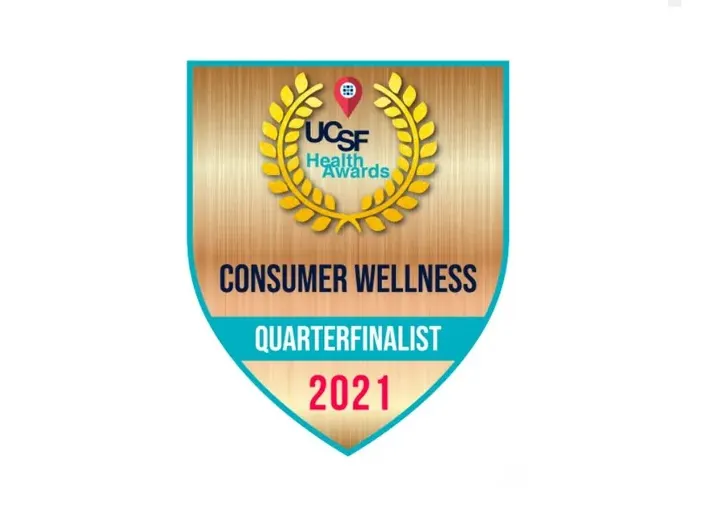Insignia de cuartofinalista de los UCSF Health Awards 2021 en Consumer Wellness