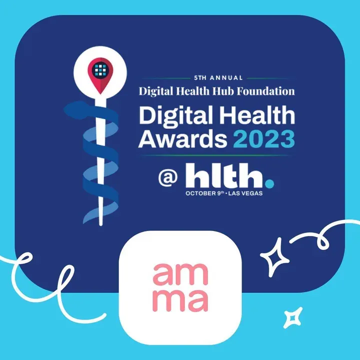 Gráfico de los Digital Health Awards 2023 de la Digital Health Hub Foundation con el logotipo de amma
