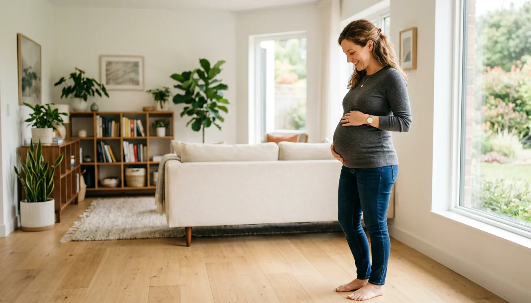 Sua barriga começa a aparecer